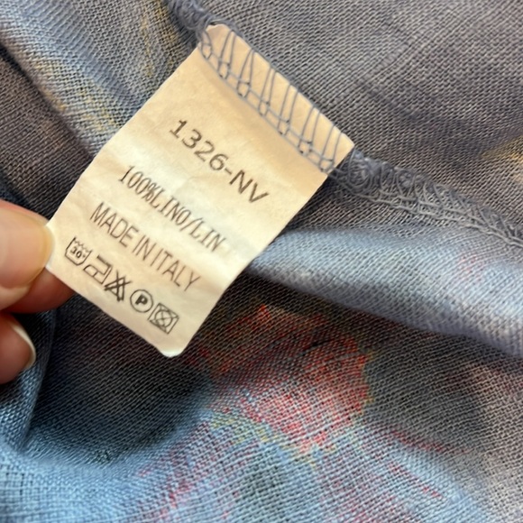 100%‎ Linen Floral Midi dress size M 8 10 Made In Italy Beach CottageCore cruise - Picture 16 of 16